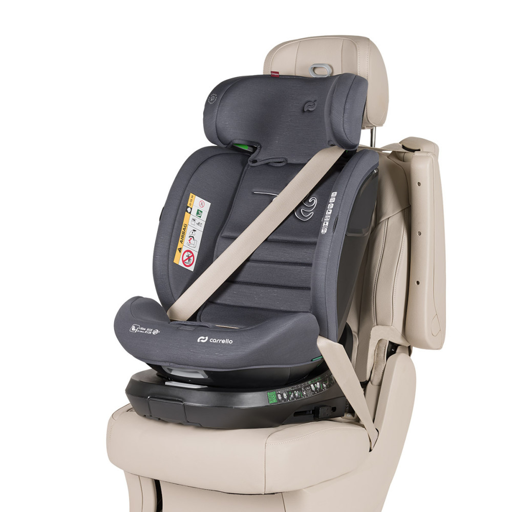 Carrello Octopus CRL-16002 - obrotowy fotelik samochodowy i-Size (0 - 12 lat / 40 - 150 cm), montaż tyłem i przodem do kierunku jazdy, mocowania ISOFIX • Deepwater Grey