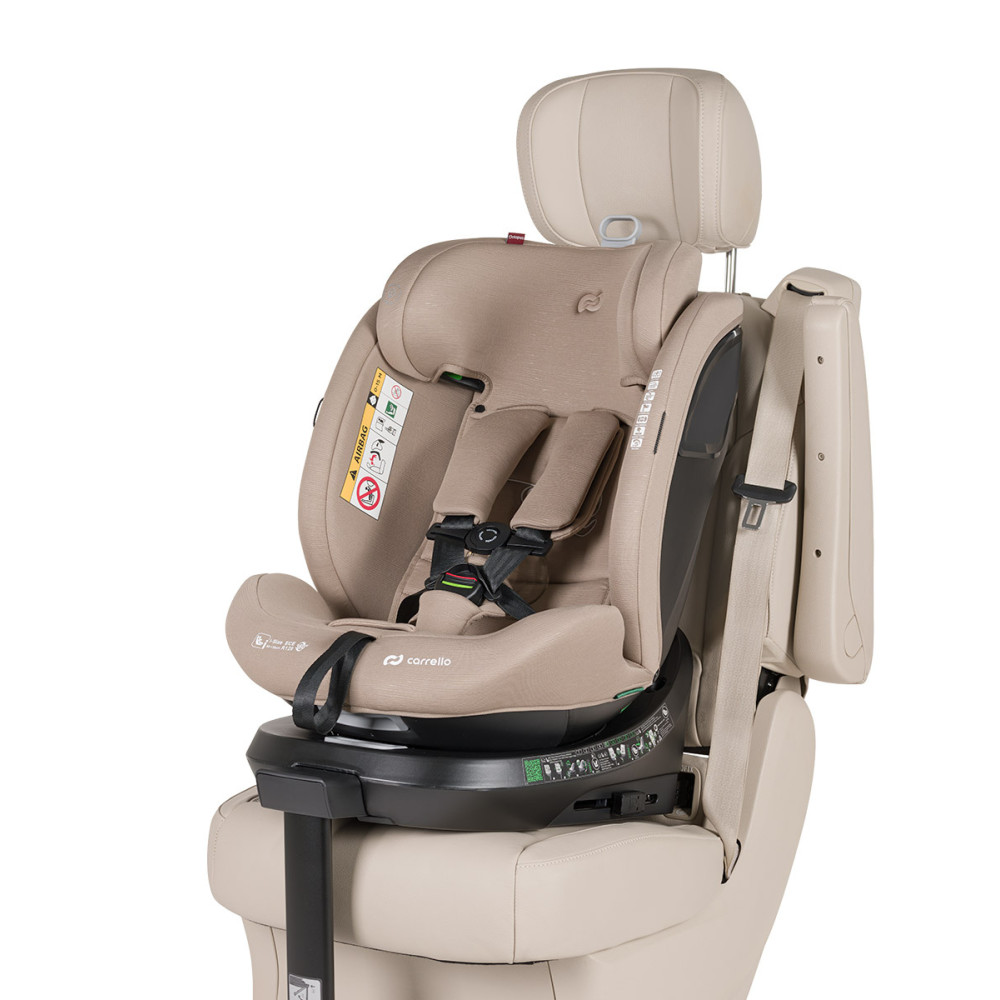 Carrello Octopus CRL-16002 - obrotowy fotelik samochodowy i-Size (0 - 12 lat / 40 - 150 cm), montaż tyłem i przodem do kierunku jazdy, mocowania ISOFIX • Sandstone Beige