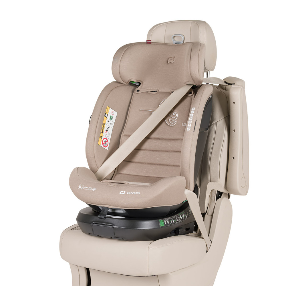 Carrello Octopus CRL-16002 - obrotowy fotelik samochodowy i-Size (0 - 12 lat / 40 - 150 cm), montaż tyłem i przodem do kierunku jazdy, mocowania ISOFIX • Sandstone Beige