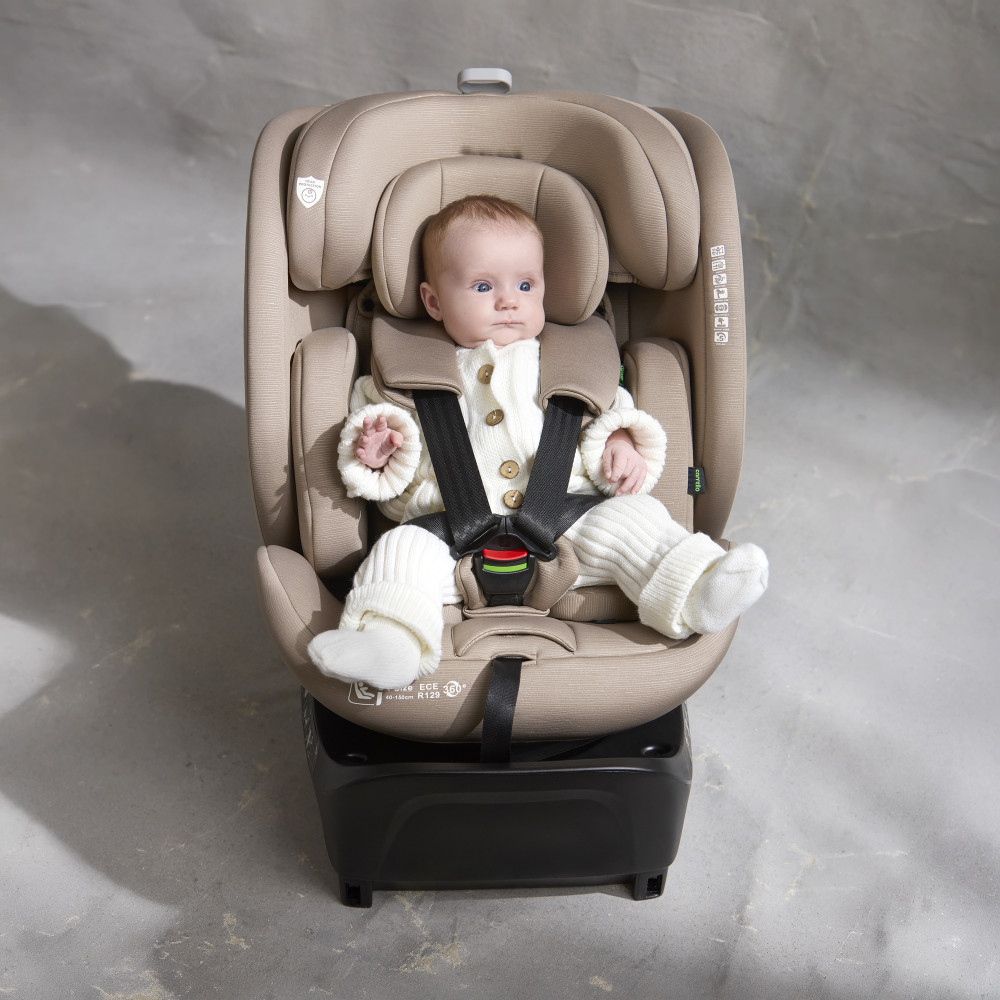 Carrello Octopus CRL-16002 - obrotowy fotelik samochodowy i-Size (0 - 12 lat / 40 - 150 cm), montaż tyłem i przodem do kierunku jazdy, mocowania ISOFIX • Sandstone Beige