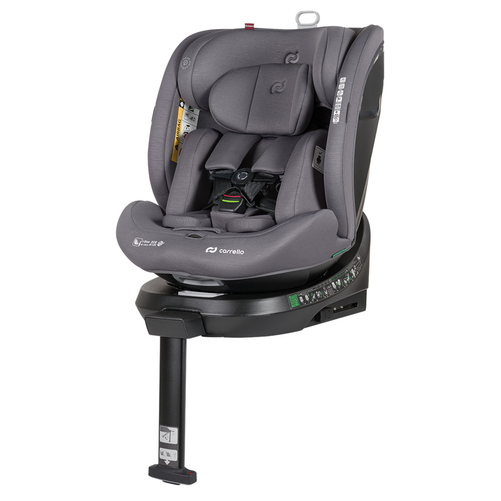 Carrello Octopus CRL-16002 - obrotowy fotelik samochodowy i-Size (0 - 12 lat / 40 - 150 cm), montaż tyłem i przodem do kierunku jazdy, mocowania ISOFIX • Seashell Grey
