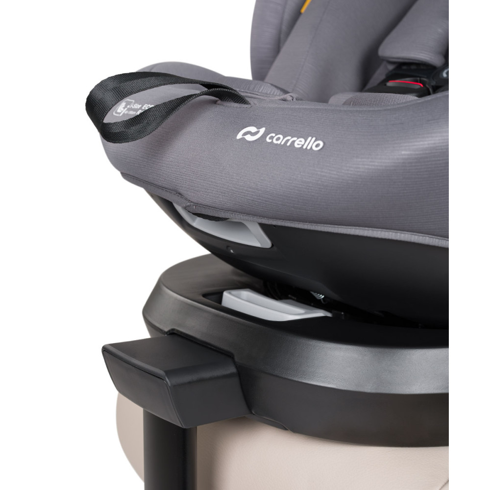 Carrello Octopus CRL-16002 - obrotowy fotelik samochodowy i-Size (0 - 12 lat / 40 - 150 cm), montaż tyłem i przodem do kierunku jazdy, mocowania ISOFIX • Seashell Grey