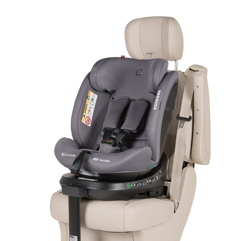 Carrello Octopus CRL-16002 - obrotowy fotelik samochodowy i-Size (0 - 12 lat / 40 - 150 cm), montaż tyłem i przodem do kierunku jazdy, mocowania ISOFIX • Seashell Grey