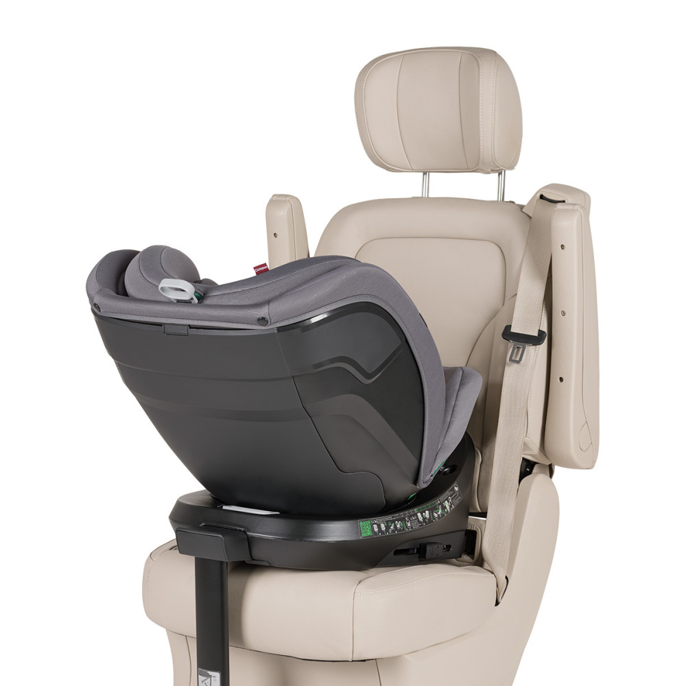 Carrello Octopus CRL-16002 - obrotowy fotelik samochodowy i-Size (0 - 12 lat / 40 - 150 cm), montaż tyłem i przodem do kierunku jazdy, mocowania ISOFIX • Seashell Grey