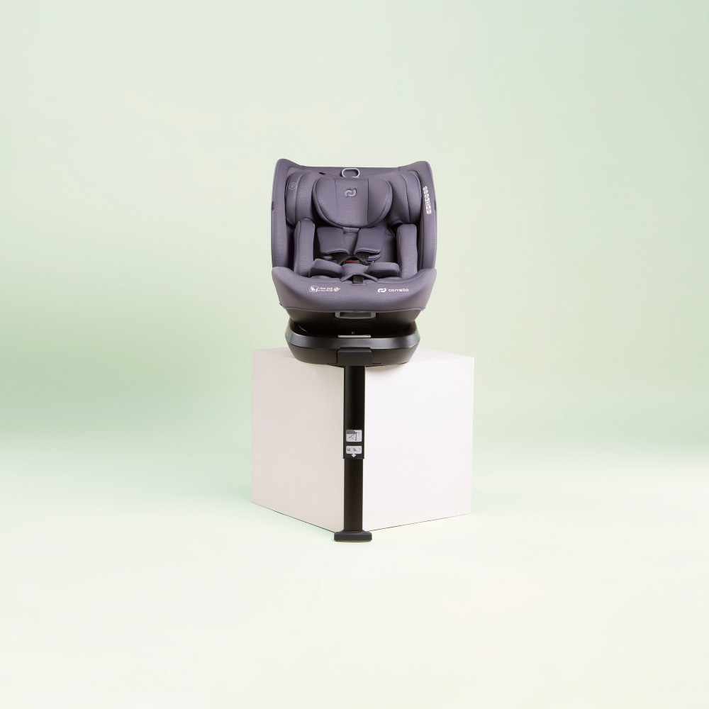 Carrello Octopus CRL-16002 - obrotowy fotelik samochodowy i-Size (0 - 12 lat / 40 - 150 cm), montaż tyłem i przodem do kierunku jazdy, mocowania ISOFIX • Seashell Grey