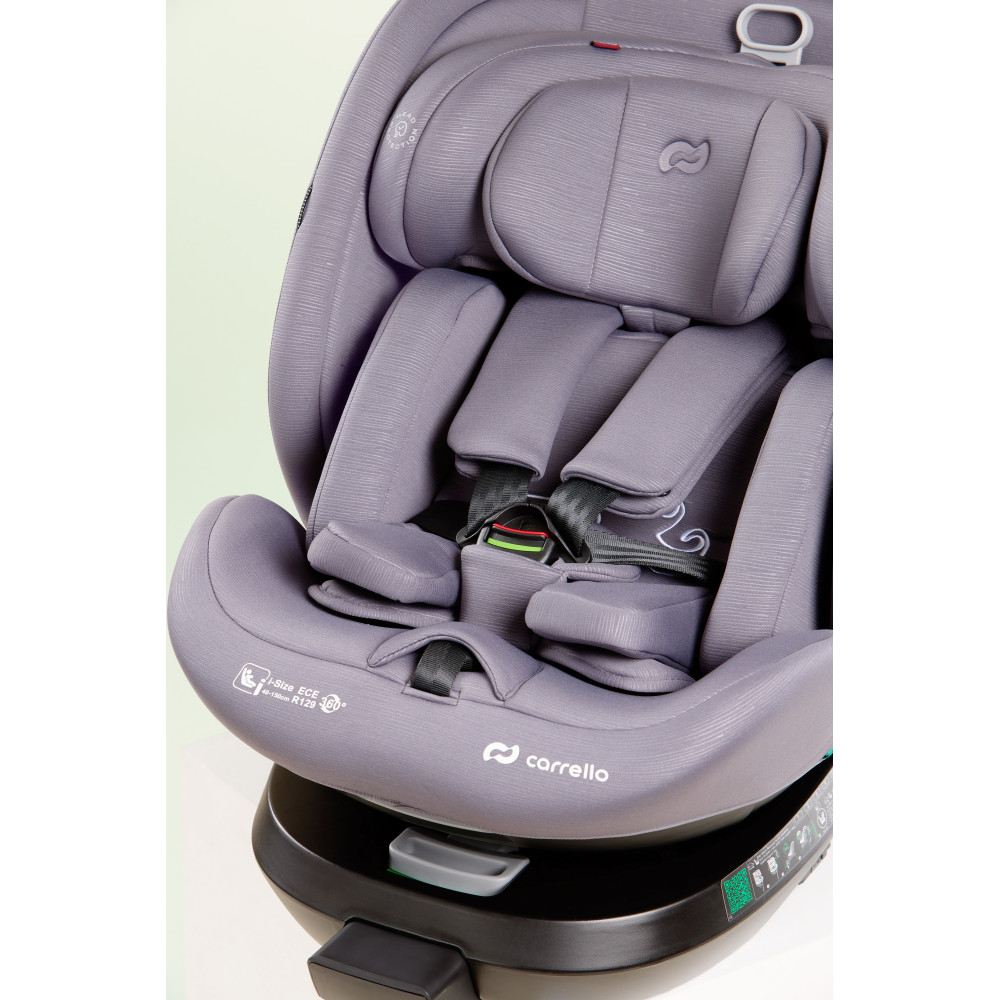 Carrello Octopus CRL-16002 - obrotowy fotelik samochodowy i-Size (0 - 12 lat / 40 - 150 cm), montaż tyłem i przodem do kierunku jazdy, mocowania ISOFIX • Seashell Grey