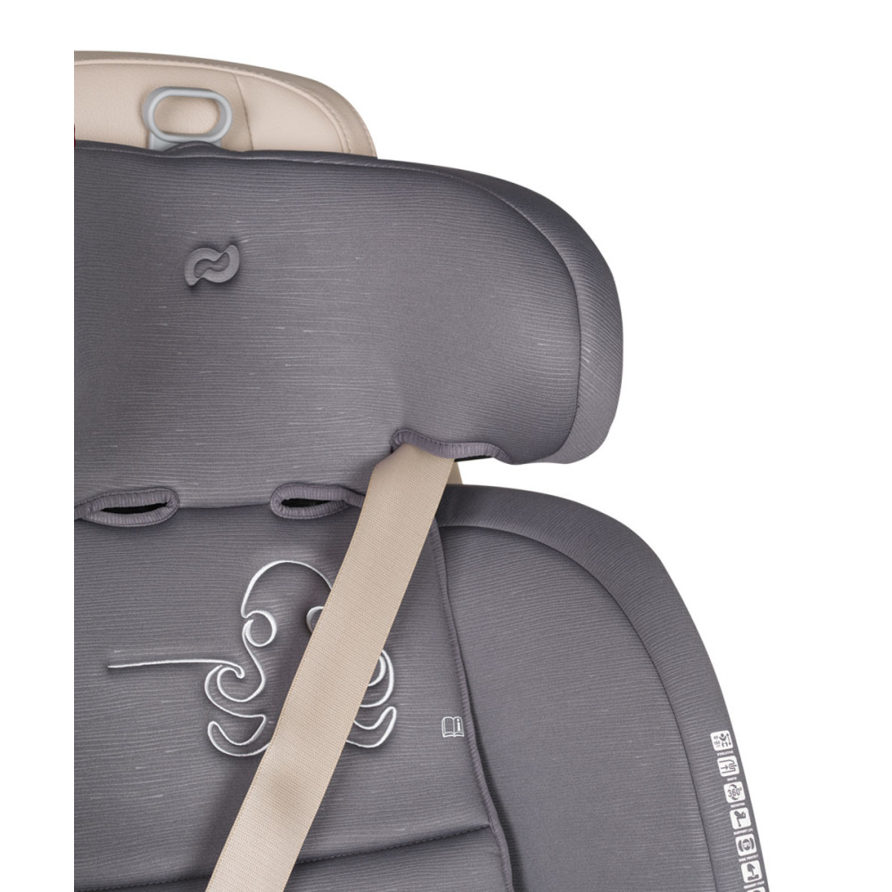 Carrello Octopus CRL-16002 - obrotowy fotelik samochodowy i-Size (0 - 12 lat / 40 - 150 cm), montaż tyłem i przodem do kierunku jazdy, mocowania ISOFIX • Seashell Grey