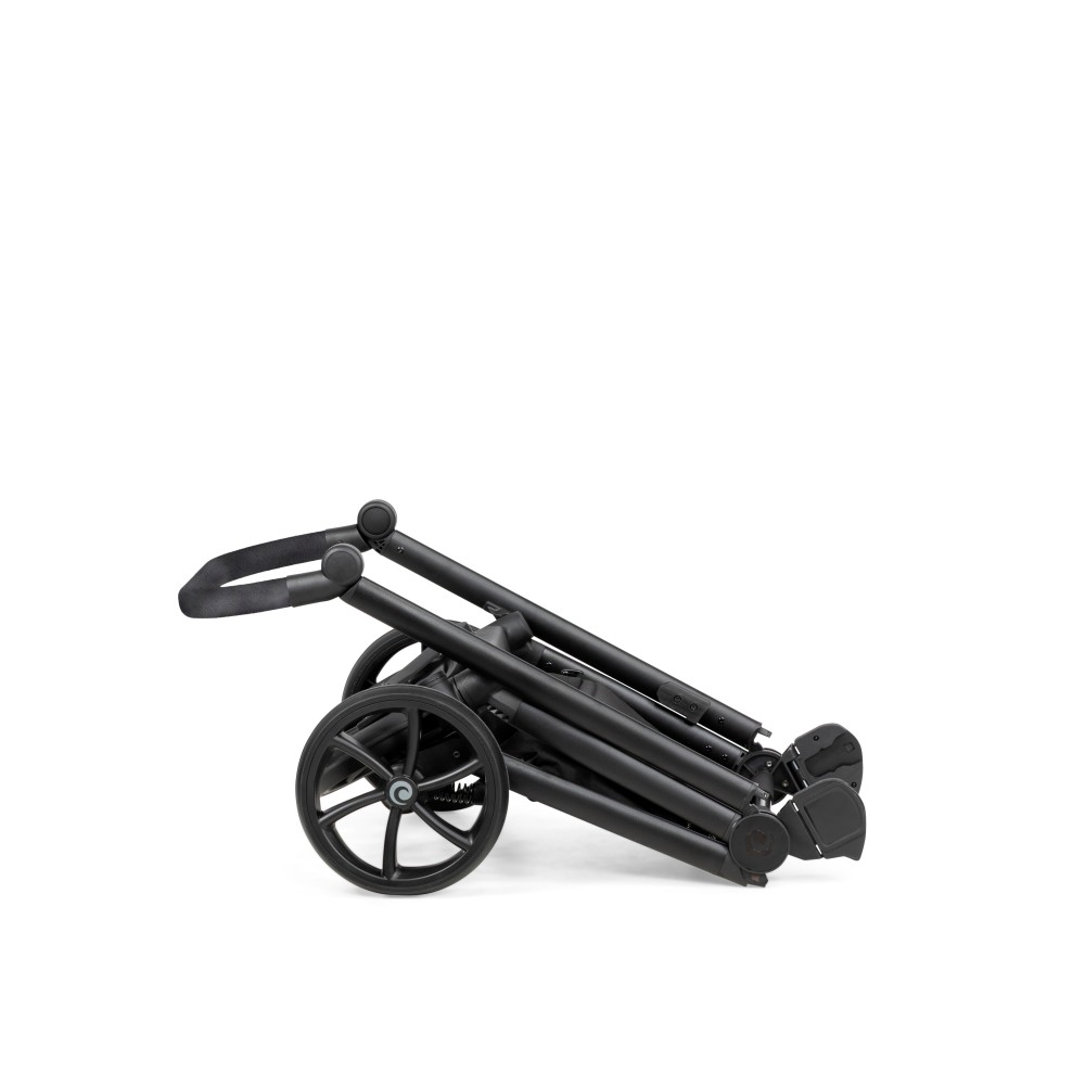 Tutis Mio 3+ - lekki wózek dziecięcy 2w1 (gondola z wkładką termiczną, materac dwustronny lato-zima, pokrowiec z włókna bambusowego, ilustracje wewnątrz budki, terenowe koła) • Essential Pacific Green