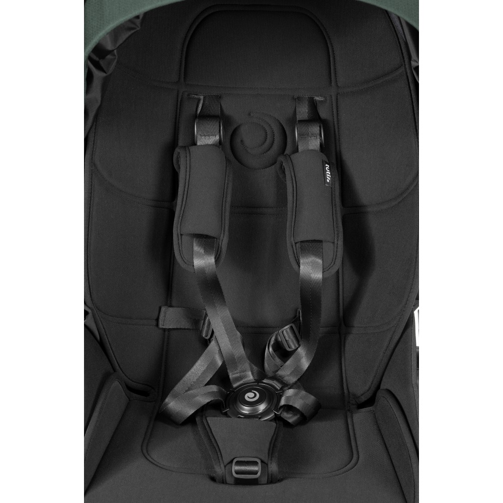 Tutis Mio 3+ - lekki wózek dziecięcy 2w1 (gondola z wkładką termiczną, materac dwustronny lato-zima, pokrowiec z włókna bambusowego, ilustracje wewnątrz budki, terenowe koła) • Essential Pacific Green