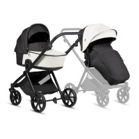 Tutis Mio 3+ - lekki, terenowy wózek dziecięcy 2w1 (gondola z wkładką termiczną, materac pamięci z włóknami bambusowymi, ilustracje  wewnątrz budki, terenowe koła) • Leather Silver Grey