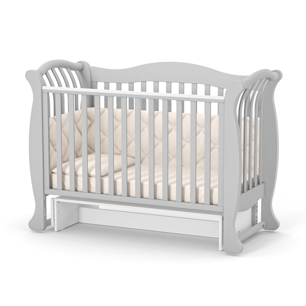 Veres LD19 - дитяче ліжечко, рухома бокова стінка і накладка-гризун (120x60 см) • Graphite