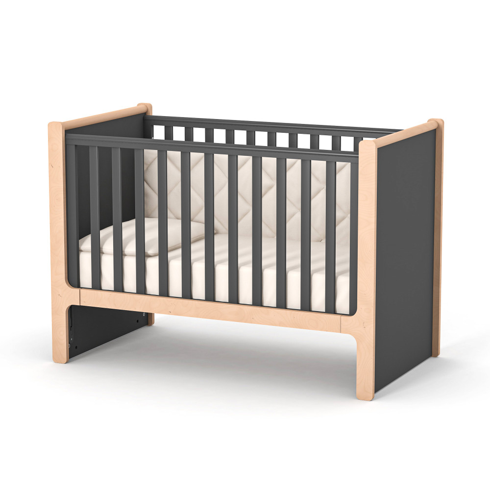 Veres Nice - дитяче ліжечко, рухома бічна стінка (120x60 см) • Anthracite Natural