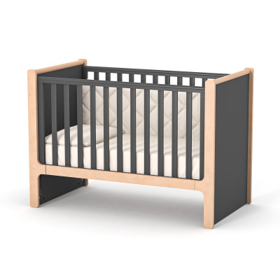 Veres Nice - łóżeczko dziecięce z opuszczanym bokiem (120x60 cm) • Anthracite Natural