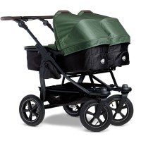 TFK Duo 2 Combi - wózek bliźniaczy 2w1, jeden obok drugiego, wózek rok po roku (pompowane koła) • Olive