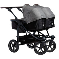TFK Duo 2 Combi - дитяча коляска для двійні 2в1 та погодок (пліч-о-пліч, один біля одного, надувні колеса) • Premium Grey