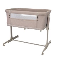 Espiro Cloud - łóżeczko dostawne na kółkach, kojec (4 kółka, regulacja wysokości, torba do przenoszenia w zestawie) • 19 Beige Dune