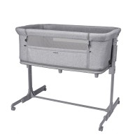 Espiro Cloud - łóżeczko dostawne na kółkach, kojec (4 kółka, regulacja wysokości, torba do przenoszenia w zestawie) • 07 Gray Center