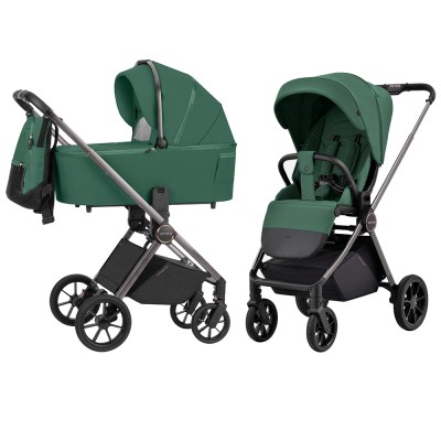 Carrello Ultra CRL-6525 - lekki wózek wielofunkcyjny 2w1 z kompaktowym składaniem, całoroczny • Morning Green