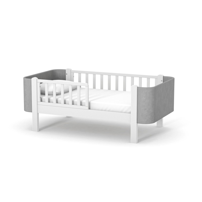 Veres Monaco 160 - łóżko młodzieżowe tapicerowane z drewna bukowego (160x80 cm) • Velour Grey White