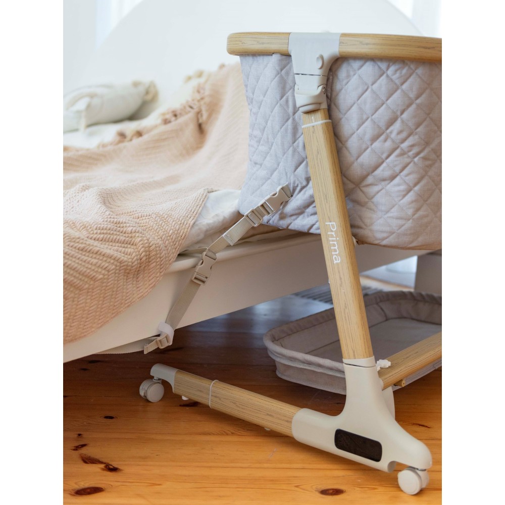 Carrello Prima CRL-16503 - dostawne łóżeczko z elektronicznym systemem kołysania (4 kółka, materacyk, 5 prędkości kołysania, timer ) • Cloud Grey