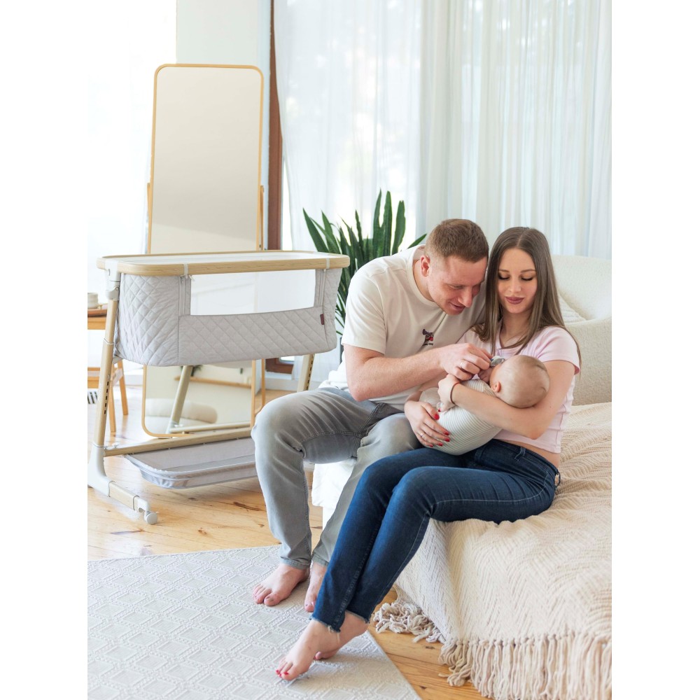 Carrello Prima CRL-16503 - dostawne łóżeczko z elektronicznym systemem kołysania (4 kółka, materacyk, 5 prędkości kołysania, timer ) • Cloud Grey