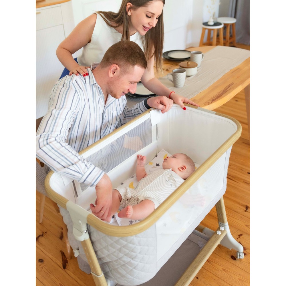 Carrello Prima CRL-16503 - dostawne łóżeczko z elektronicznym systemem kołysania (4 kółka, materacyk, 5 prędkości kołysania, timer ) • Cloud Grey