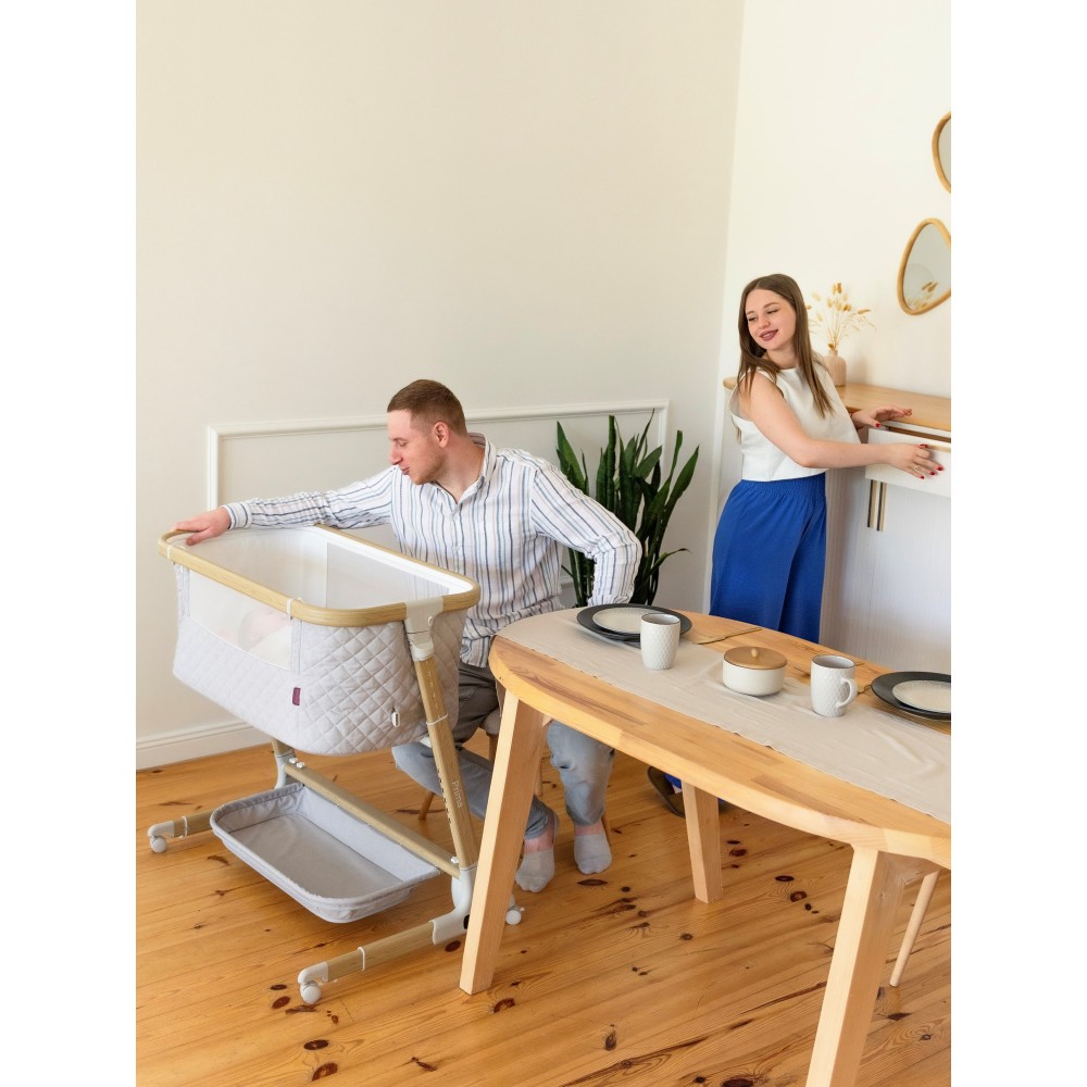 Carrello Prima CRL-16503 - dostawne łóżeczko z elektronicznym systemem kołysania (4 kółka, materacyk, 5 prędkości kołysania, timer ) • Cloud Grey