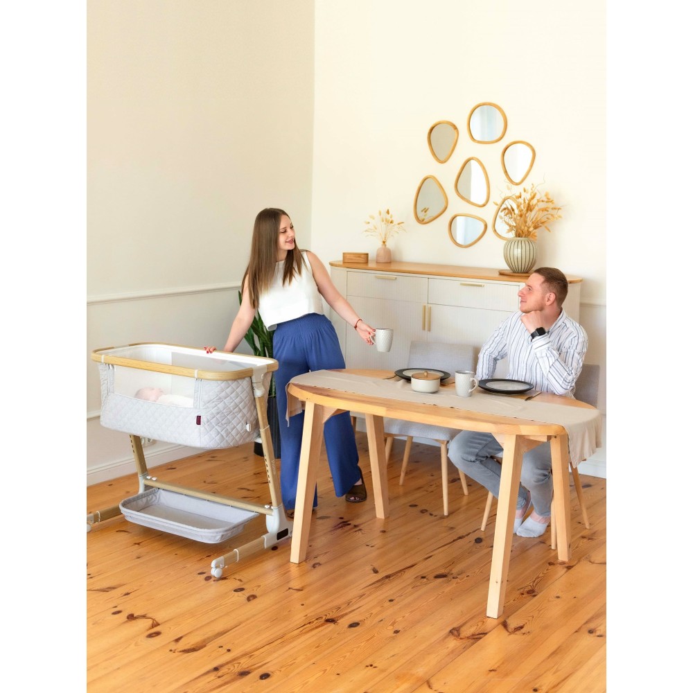 Carrello Prima CRL-16503 - dostawne łóżeczko z elektronicznym systemem kołysania (4 kółka, materacyk, 5 prędkości kołysania, timer ) • Cloud Grey