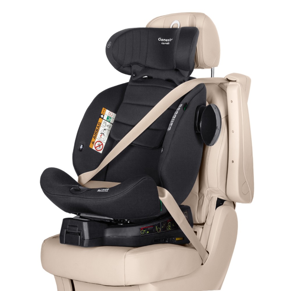 Carrello Genesis + CRL-12807 - поворотне дитяче автокрісло i-Size (0 – 12 років / 40 - 150 см), встановлення  по ходу та проти напрямку руху, кріплення Isofix, подвійний захист від бічних ударів • Beetle Green