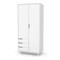 Veres Manhattan 850 - szafa dziecięca z szufladami, dwudrzwiowa (85x47x182.5 cm) • White Grey
