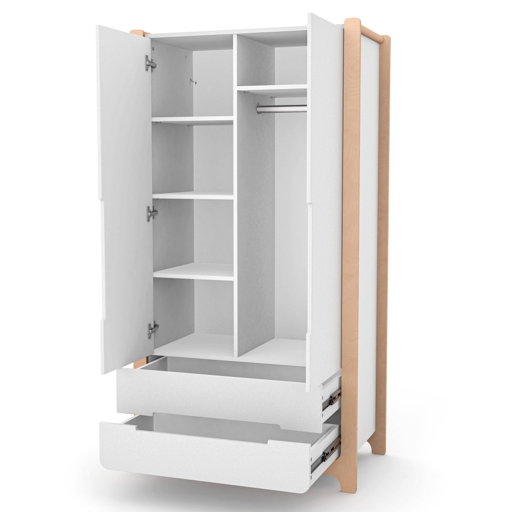 Veres Nice 950 - дитяча шафа з шухлядами, дводверна (95x52.7x179.7 см) • White Natural
