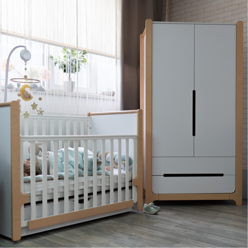 Veres Nice 950 - дитяча шафа з шухлядами, дводверна (95x52.7x179.7 см) • White Natural