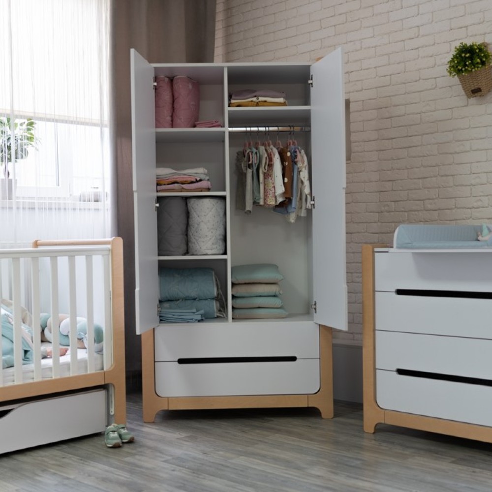 Veres Nice 950 - дитяча шафа з шухлядами, дводверна (95x52.7x179.7 см) • White Natural