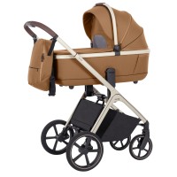 Carrello Vector CRL-6550 - lekki wózek dziecięcy 2w1 z regulacją wysokości gondoli i siedziska spacerówki • Coral Beige