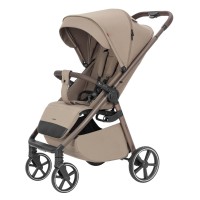 Carrello Bravo Lite CRL-5529 - wózek spacerowy całoroczny, spacerówka z dużymi kołami, z lampką LED, teleskopowa regulacja rączki, łatwe składanie • Glossy Beige