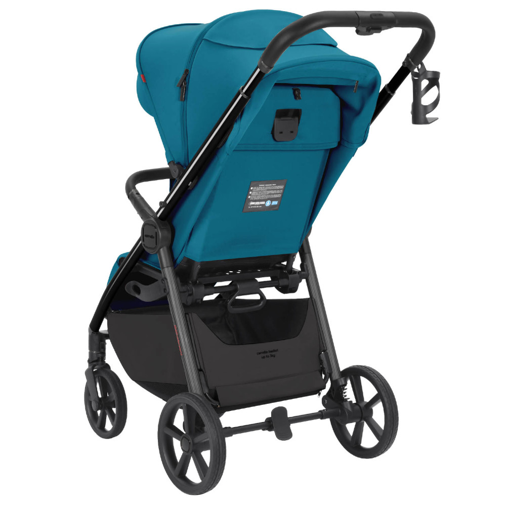 Carrello Bravo Carbon CRL-5530 - прогулянкова коляска для бездоріжжя, всесезонний візок з підсвіткою (телескопічна ручка, ремень безпеки з магнітним замком) • Marlin Blue