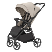 Carrello Bravo Lite CRL-5529 - wózek spacerowy całoroczny, spacerówka z dużymi kołami, z lampką LED, teleskopowa regulacja rączki, łatwe składanie • Marble Beige