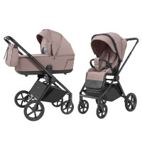 Carrello Ultra CRL-6527 - легка дитяча коляска 2в1 з регулюванням висоти люльки та прогулянкового сидіння (термо люлька, телескопічна ручка) • Warm Beige