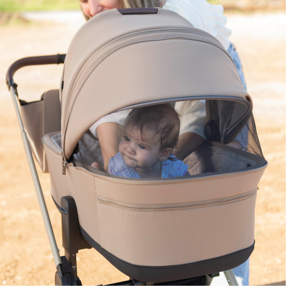 Carrello Ultra CRL-6527 - легка дитяча коляска 2в1 з регулюванням висоти люльки та прогулянкового сидіння (термо люлька, телескопічна ручка) • Warm Beige