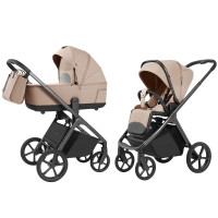 Carrello Vector 2025 CRL-6551 - легка дитяча коляска 2в1, всесезонний візок з регулюванням висоти люльки та прогулянкового сидіння, великі колеса, телескопічна ручка • Mellow Beige