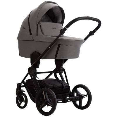 Bebetto Monti - wózek dziecięcy 2w1 z adapterami do podwyższenia gondoli (regulacja wysokości rączki łamana i teleskopowa) • 01 Dark