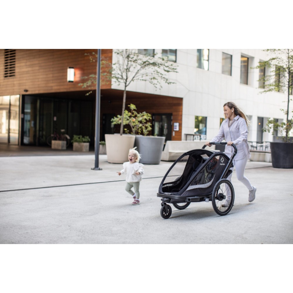 Hamax Cocoon One - przyczepka rowerowa pojedyncza, wózek do biegania (zestaw do biegania w zestawie) • Grey/Black