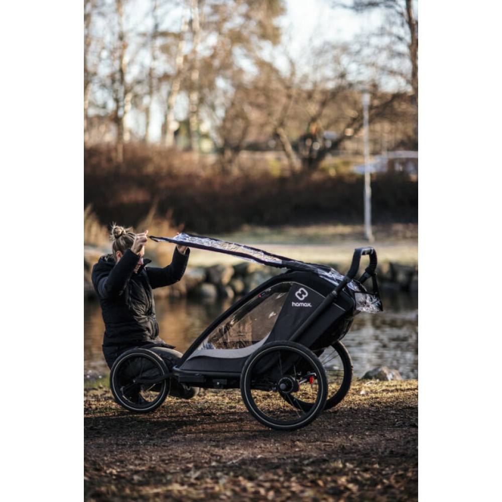 Hamax Cocoon One - przyczepka rowerowa pojedyncza, wózek do biegania (zestaw do biegania w zestawie) • Grey/Black