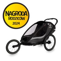 Hamax Cocoon - przyczepka rowerowa podwójna, wózek do biegania (zestaw do biegania w zestawie) • Grey/Black