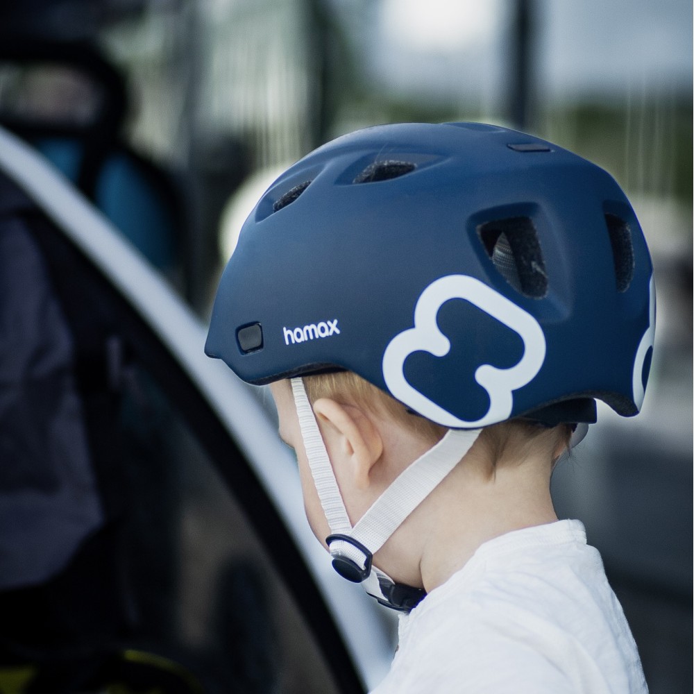 Hamax Thundercap S/M - kask dziecięcy rowerowy (roz 52-56cm) • Navy Blue/White