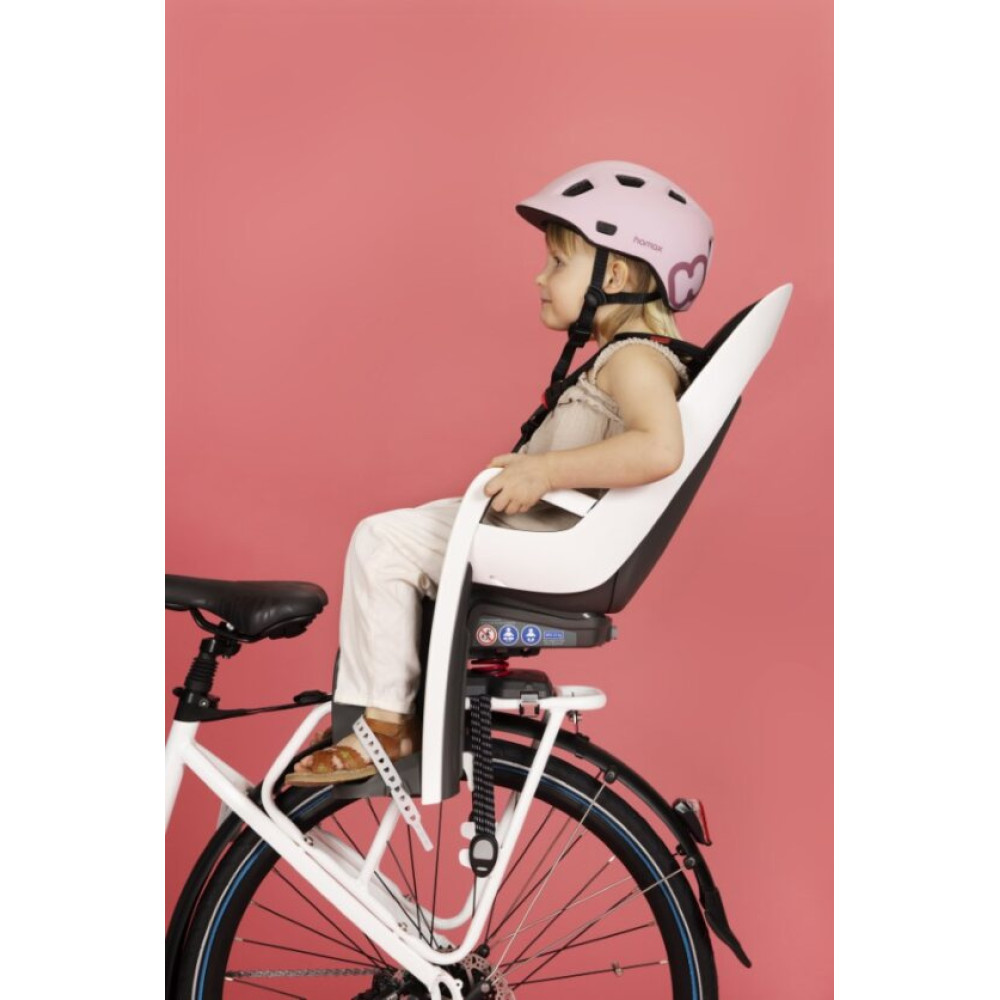 Hamax Caress - fotelik rowerowy montowany na bagażniku, oparcie z regulacją (dla dziecka od 9 miesięcy) • White/Mint