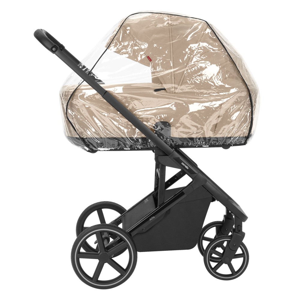 Carrello Alfa 2025 CRL-6522 - lekki wózek dziecięcy 2w1 z regulacją wysokości gondoli i siedziska spacerówki (duże koła, rączka teleskopowa) • Natural Beige
