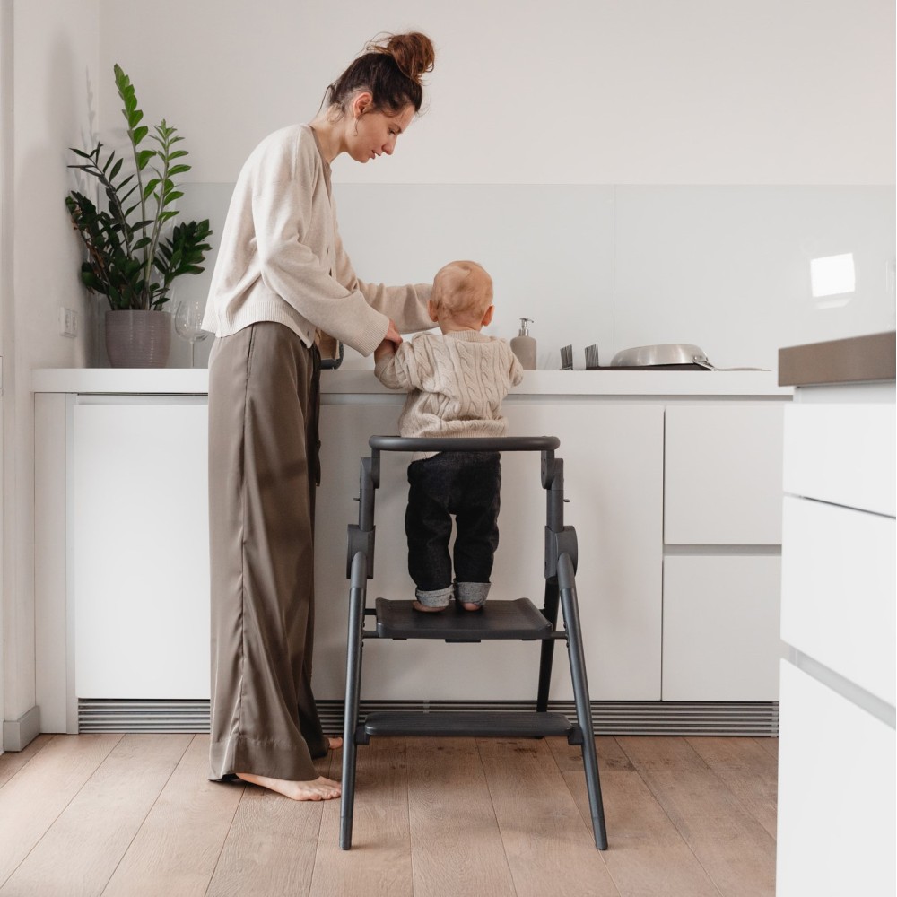 Anex Ozy - krzesełko do karmienia 3w1, leżaczek dla noworodka, wieża edukacyjna typu kitchen helper do 30 kg (wkładka dla noworodka, zabawki wspierające wczesny rozwój, regulatory wysokości) • Night