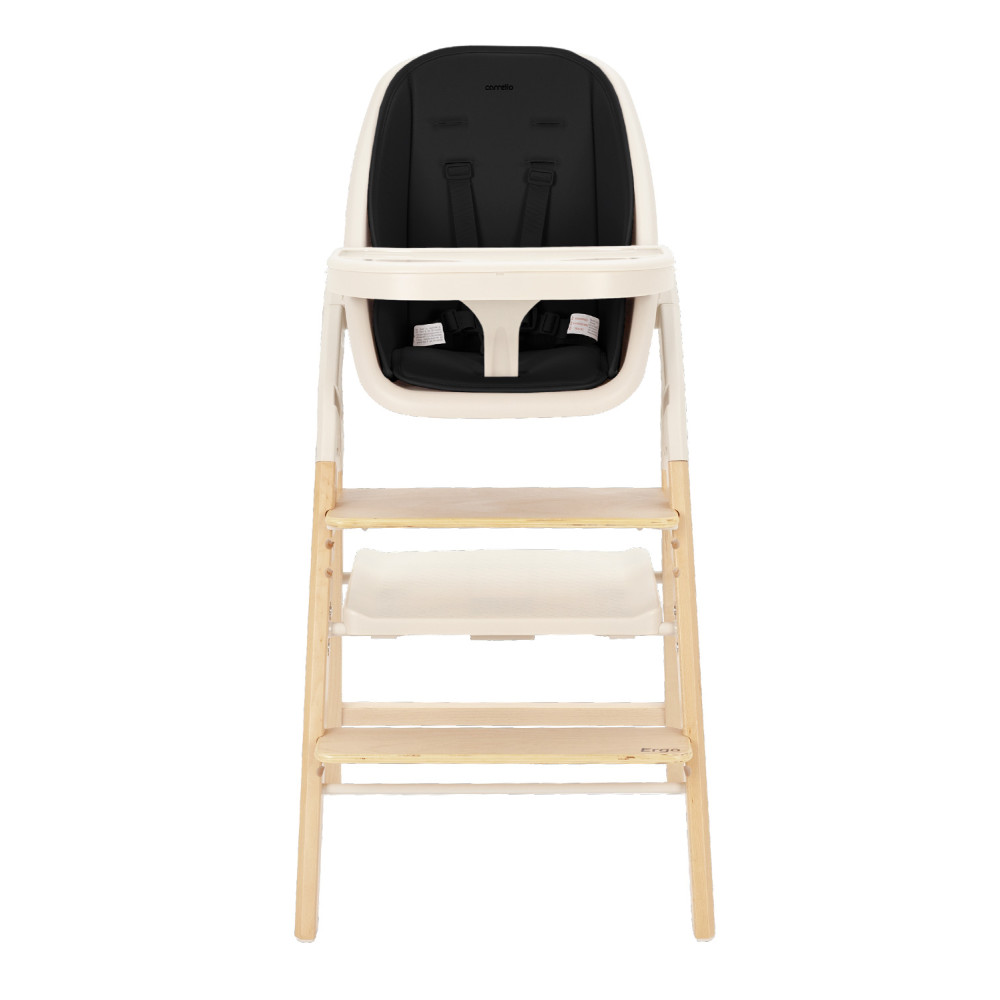Carrello Ergo CRL-16701 - стільчик для годування, шезлонг для немовля, навчальна вежа до 75 кг, дитячий стільчик (дуга з м’якими іграшками, регульована підніжка) • Obsidian Black