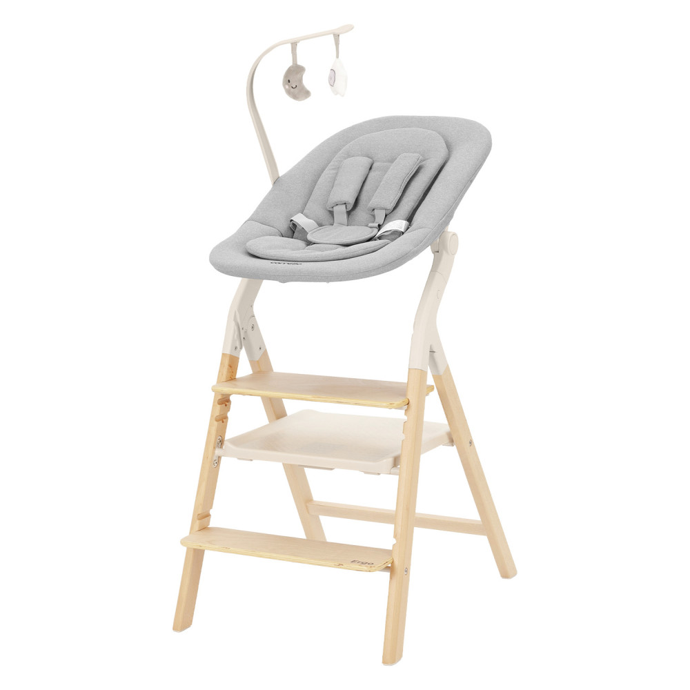 Carrello Ergo CRL-16701 - стільчик для годування, шезлонг для немовля, навчальна вежа до 75 кг, дитячий стільчик (дуга з м’якими іграшками, регульована підніжка) • Pine Green